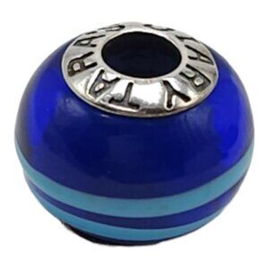 Tara’s Diary Blue Swirl Murano Glass Bead Made in Ireland Sterling NOS